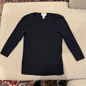 Talbots Women’s Black Ribbed Knit Top
